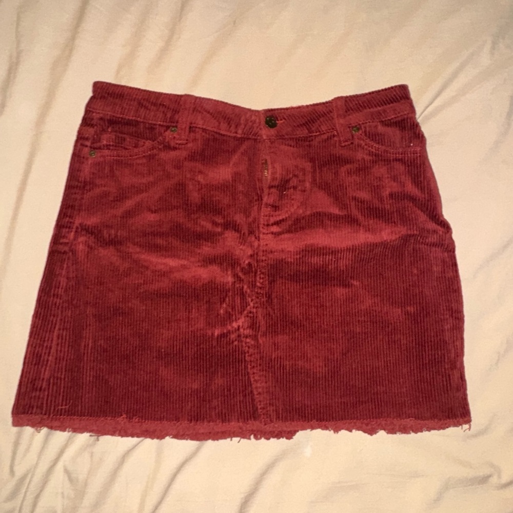 Corduroy Mini Skirt - Red